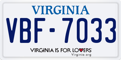 VA license plate VBF7033