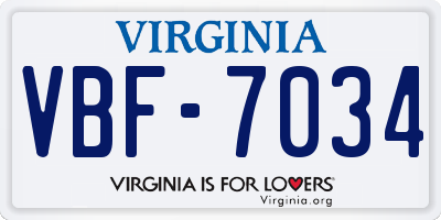 VA license plate VBF7034