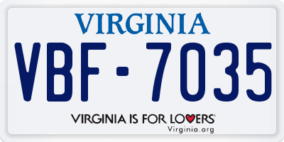 VA license plate VBF7035