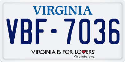 VA license plate VBF7036