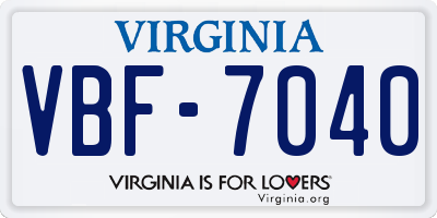 VA license plate VBF7040