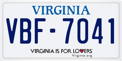 VA license plate VBF7041