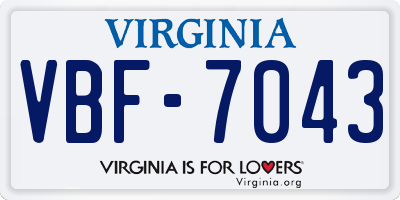 VA license plate VBF7043
