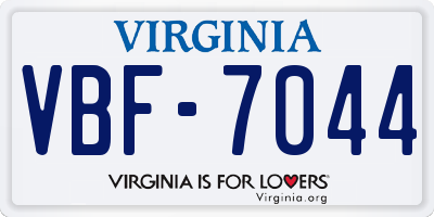VA license plate VBF7044