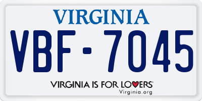 VA license plate VBF7045