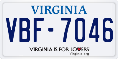 VA license plate VBF7046