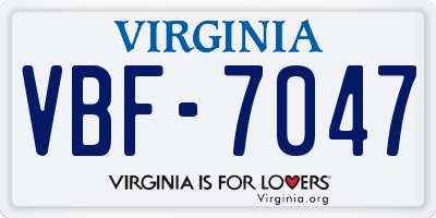 VA license plate VBF7047