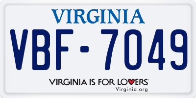 VA license plate VBF7049