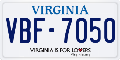 VA license plate VBF7050
