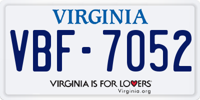 VA license plate VBF7052