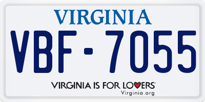 VA license plate VBF7055