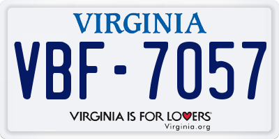 VA license plate VBF7057