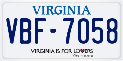 VA license plate VBF7058
