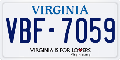 VA license plate VBF7059