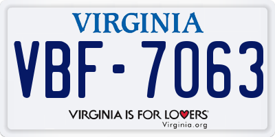 VA license plate VBF7063