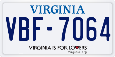 VA license plate VBF7064