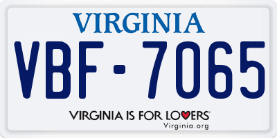 VA license plate VBF7065