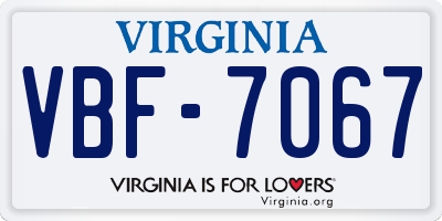 VA license plate VBF7067