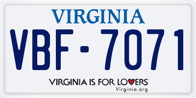 VA license plate VBF7071