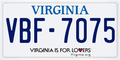 VA license plate VBF7075