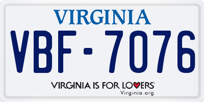 VA license plate VBF7076