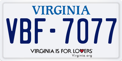 VA license plate VBF7077