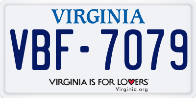 VA license plate VBF7079