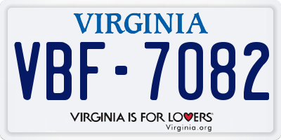 VA license plate VBF7082