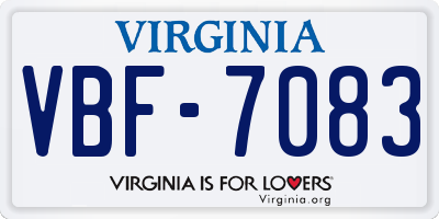 VA license plate VBF7083