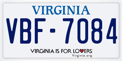 VA license plate VBF7084