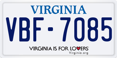 VA license plate VBF7085