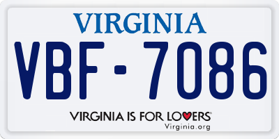 VA license plate VBF7086