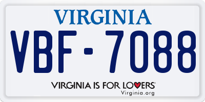 VA license plate VBF7088
