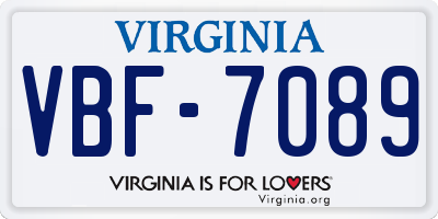 VA license plate VBF7089