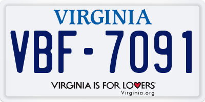 VA license plate VBF7091
