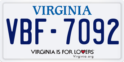 VA license plate VBF7092