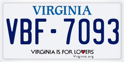 VA license plate VBF7093