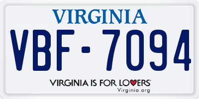 VA license plate VBF7094
