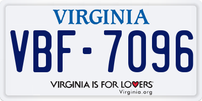 VA license plate VBF7096