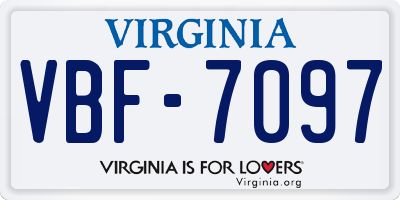VA license plate VBF7097
