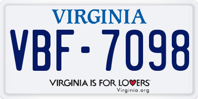 VA license plate VBF7098