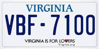 VA license plate VBF7100