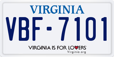 VA license plate VBF7101