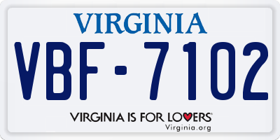 VA license plate VBF7102