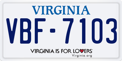 VA license plate VBF7103