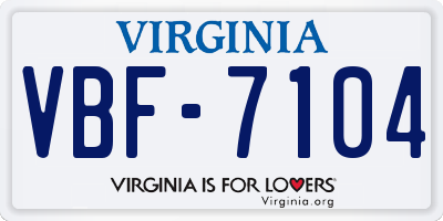 VA license plate VBF7104