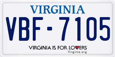 VA license plate VBF7105