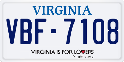 VA license plate VBF7108