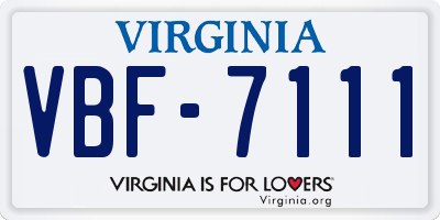 VA license plate VBF7111