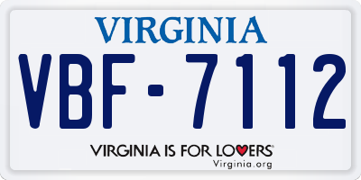 VA license plate VBF7112